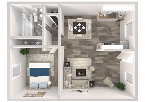 1 bedroom 1 bath floorplan at Aspire Mesa, Mesa, AZ,  85210.